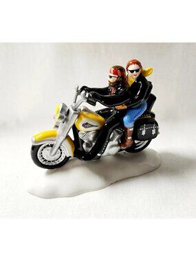 Department 56-Two For The Road Harley Davidson 54939 Snow Village Couple Riding